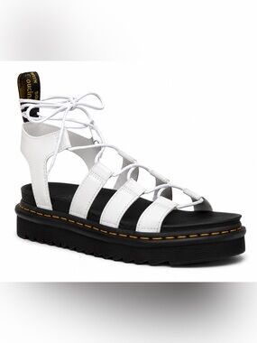 Dr. Martens Nartilla White Lace-Up Platform Sandals Women’s Size 11